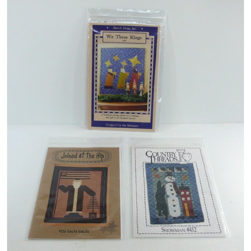 Lot of 3 Christmas Themed Quilt applique Patterns snowman santa three kings